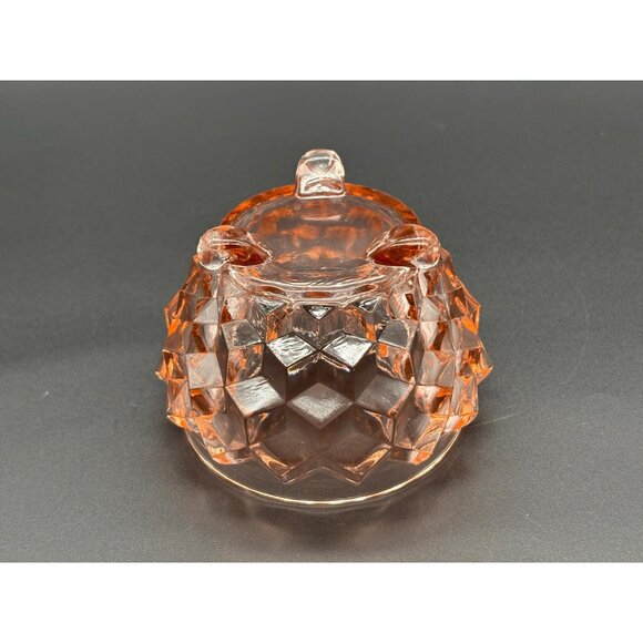 1930s Jeannette Glass Cube Cubist Pink Depression Bowl 3 Legged Powder Jar - Picture 4 of 6